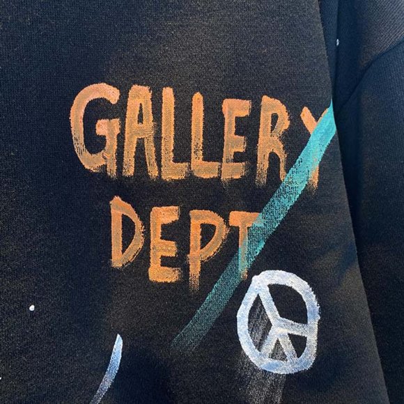 GALLERY DEPT Orange Letter Print Logo T-Shirt - Black Long Sleeve - Picture 13 of 16